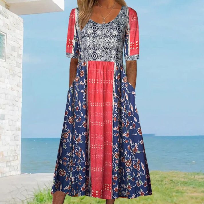 ELARA – ROBE MIDI EN COTON IMPRIMÉ