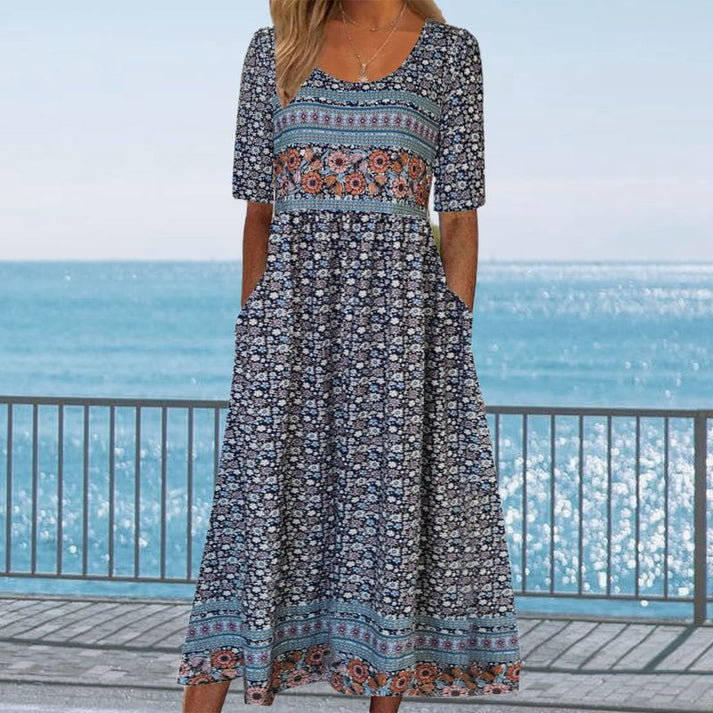 ELARA – ROBE MIDI EN COTON IMPRIMÉ