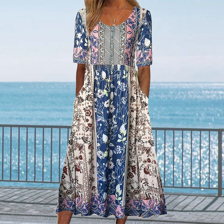 ELARA – ROBE MIDI EN COTON IMPRIMÉ