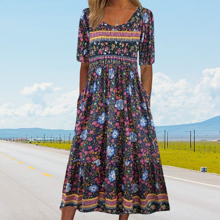 ELARA – ROBE MIDI EN COTON IMPRIMÉ