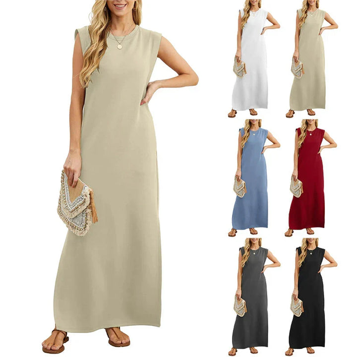 MERYEM - ROBE MAXI SANS MANCHES DROITE ET LÂCHE