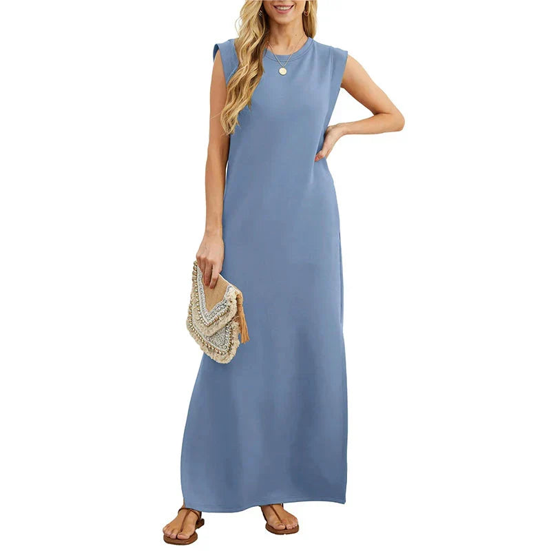 MERYEM - ROBE MAXI SANS MANCHES DROITE ET LÂCHE