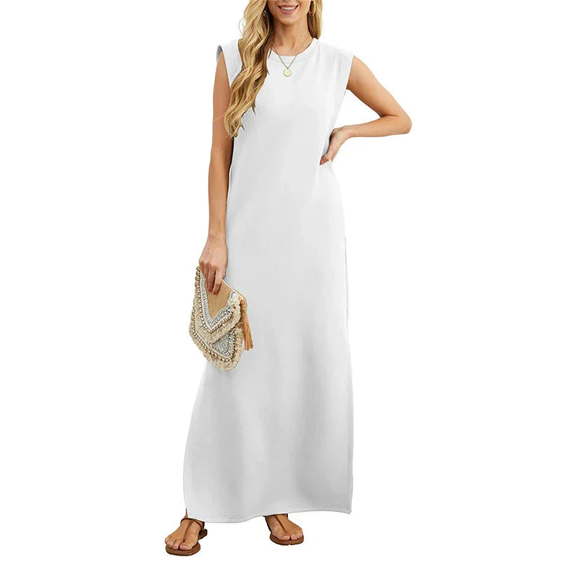 MERYEM - ROBE MAXI SANS MANCHES DROITE ET LÂCHE