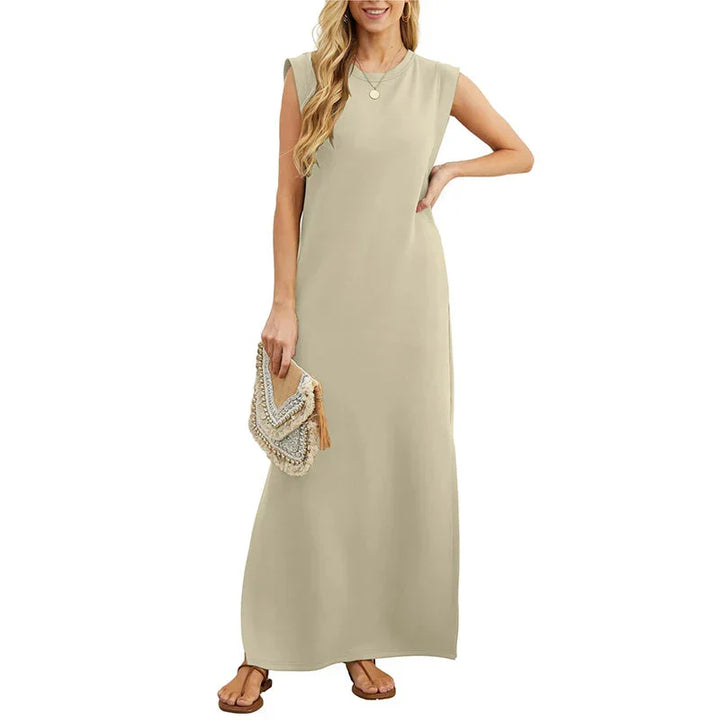 MERYEM - ROBE MAXI SANS MANCHES DROITE ET LÂCHE