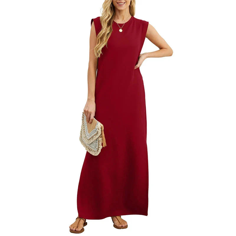 MERYEM - ROBE MAXI SANS MANCHES DROITE ET LÂCHE