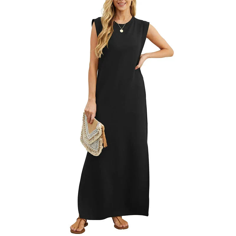 MERYEM - ROBE MAXI SANS MANCHES DROITE ET LÂCHE