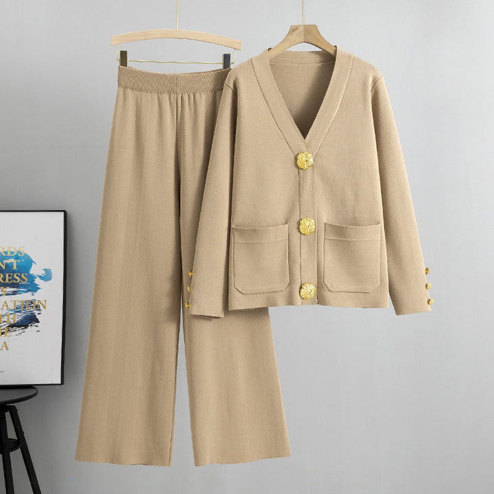 Lieselotte | Ensemble femme pull à boutons & pantalon large