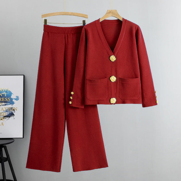 Lieselotte | Ensemble femme pull à boutons & pantalon large