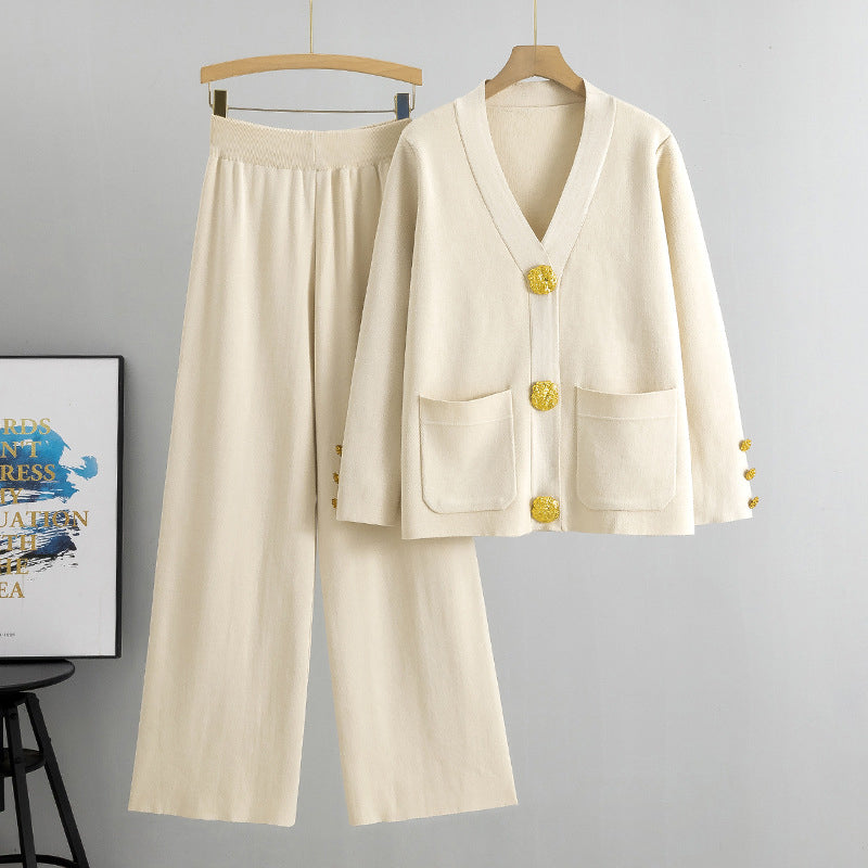 Lieselotte | Ensemble femme pull à boutons & pantalon large