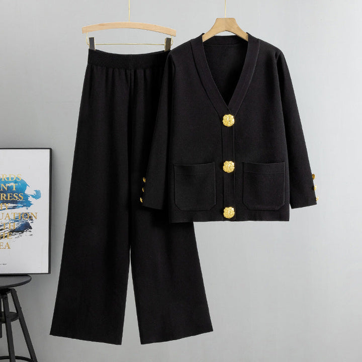 Lieselotte | Ensemble femme pull à boutons & pantalon large
