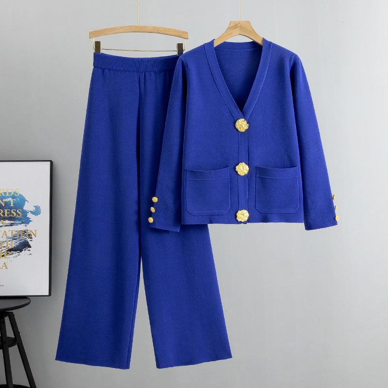 Lieselotte | Ensemble femme pull à boutons & pantalon large