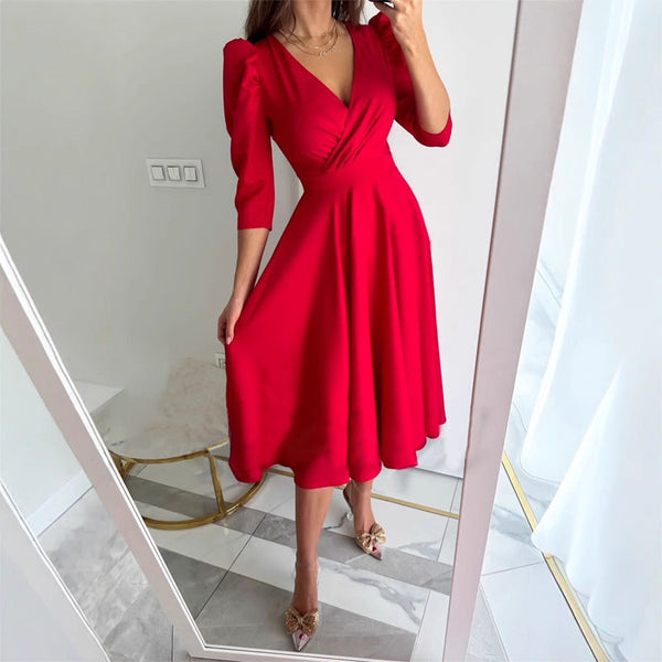 TÜLAY - ROBE MIDI PLISSÉE AVEC DÉCOLLETÉ EN V