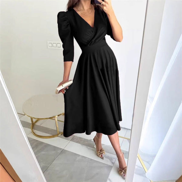 TÜLAY - ROBE MIDI PLISSÉE AVEC DÉCOLLETÉ EN V
