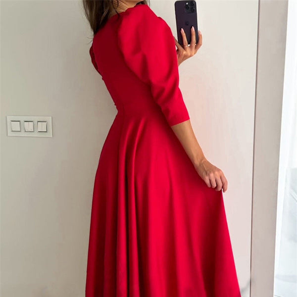 TÜLAY - ROBE MIDI PLISSÉE AVEC DÉCOLLETÉ EN V