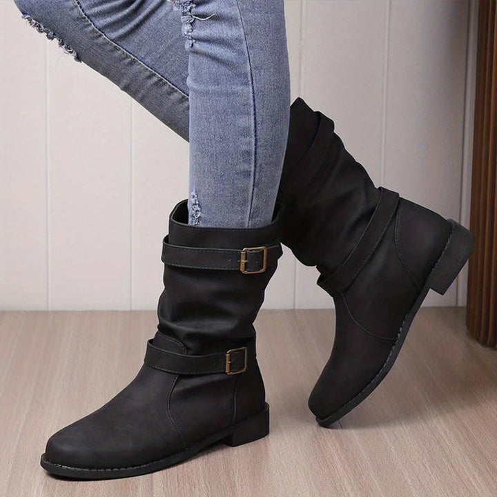 Belvia™ - Bottines pour femmes au style vintage avec talon bas et détail de boucle