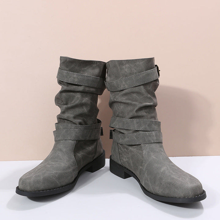 Belvia™ - Bottines pour femmes au style vintage avec talon bas et détail de boucle