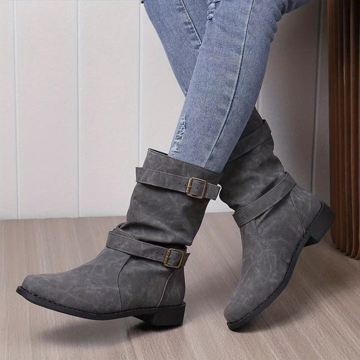 Belvia™ - Bottines pour femmes au style vintage avec talon bas et détail de boucle