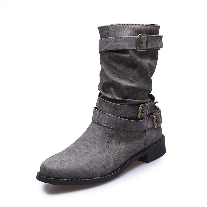 Belvia™ - Bottines pour femmes au style vintage avec talon bas et détail de boucle
