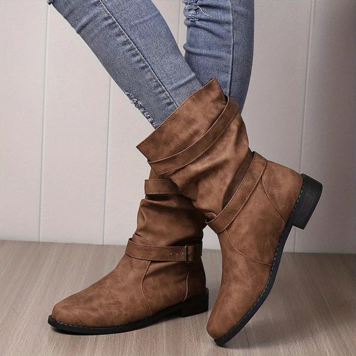 Belvia™ - Bottines pour femmes au style vintage avec talon bas et détail de boucle