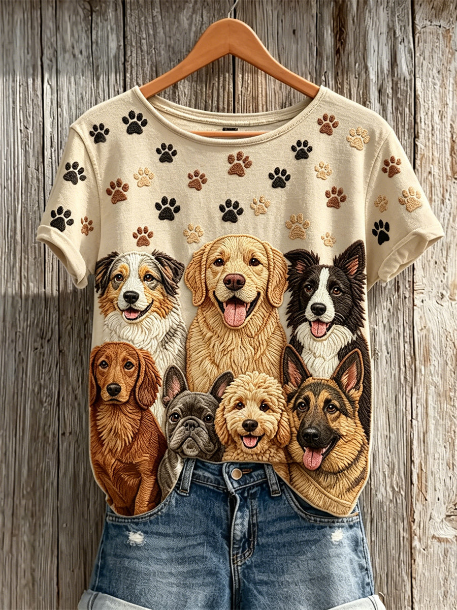 T-shirt pour chiens à manches courtes avec motif de pattes