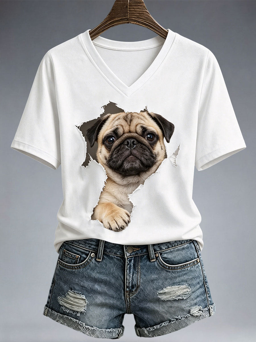 Beau T-shirt Mops pour femmes