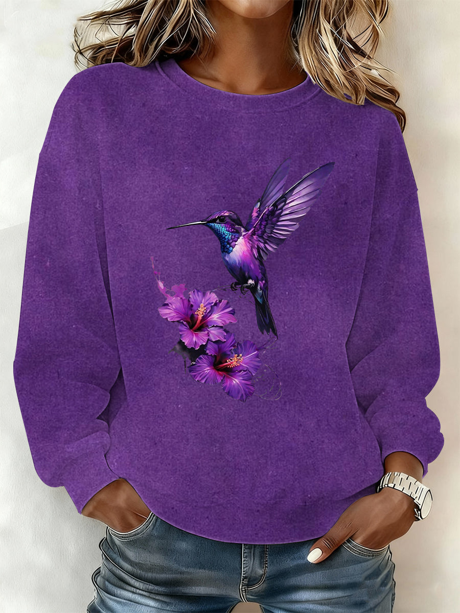 Sweat-shirt pour femmes avec impression artistique violette