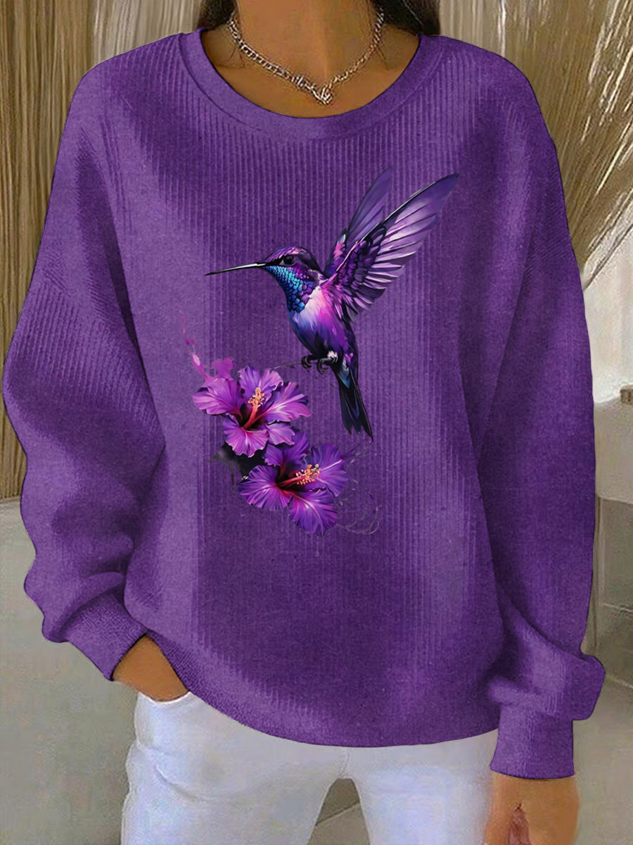 Sweatshirt décontracté pour femmes en impression lilas