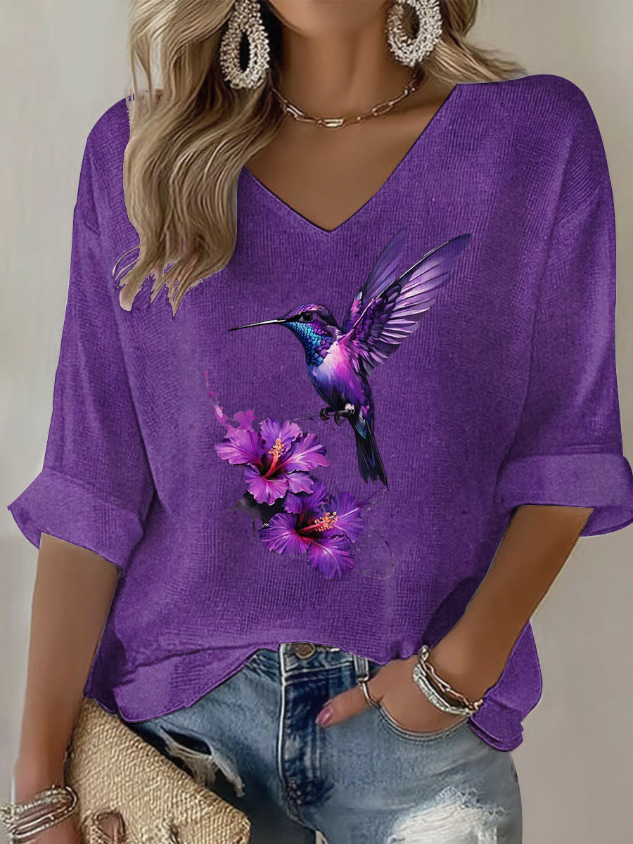 T-shirt décontracté pour femmes en impression violette