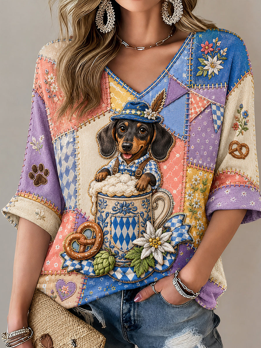 T-shirt pour femmes Oktoberfest de Munich avec motif de teckel