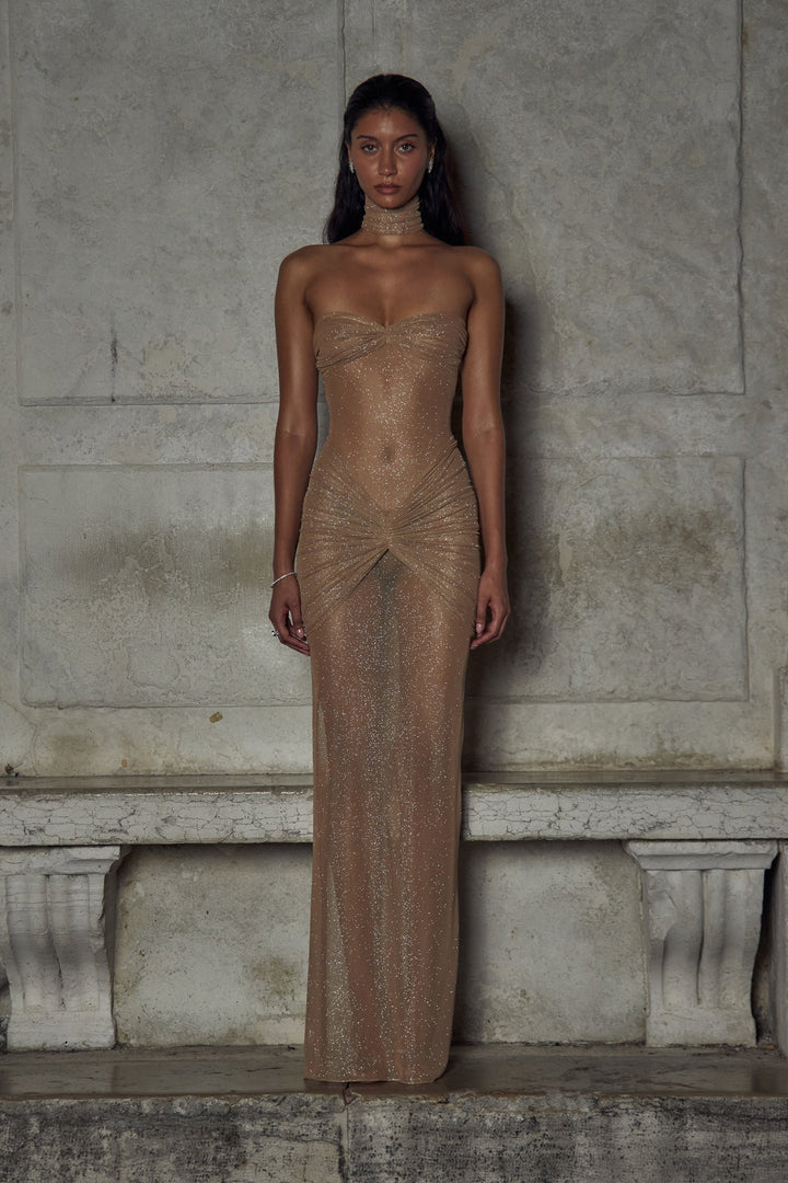 Robe de soirée maxi sans bretelles pour femmes