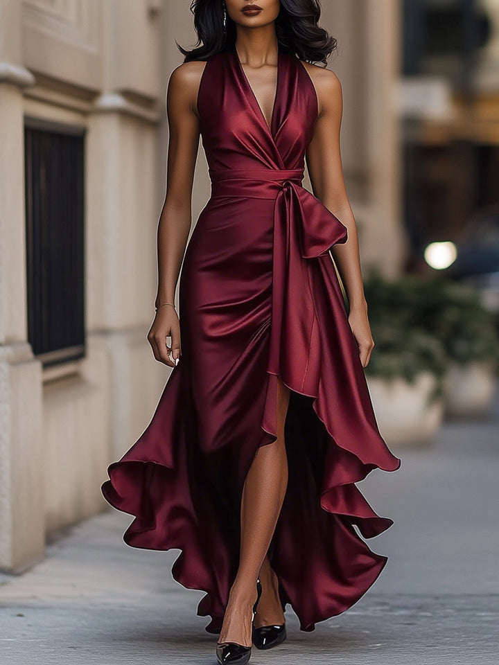 Stephanie | Robe maxi en satin dramatique