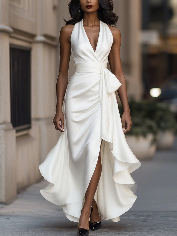 Stephanie | Robe maxi en satin dramatique