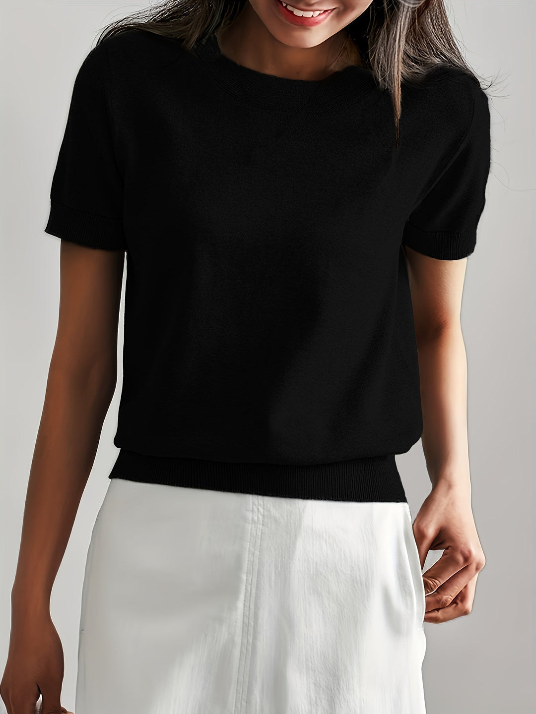 Sunniva | Pull en maille à manches courtes pour femmes