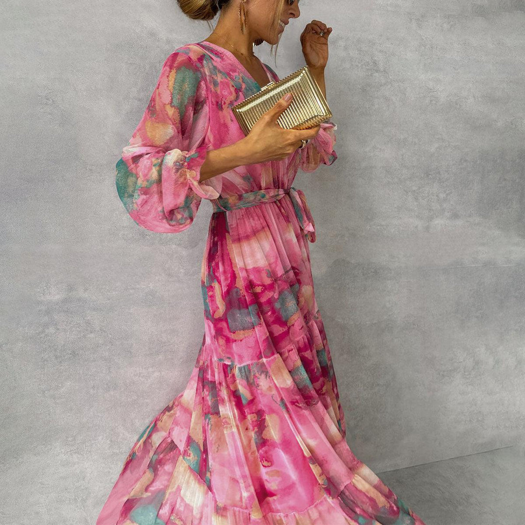 Susanne | Robe maxi plissée avec ceinture