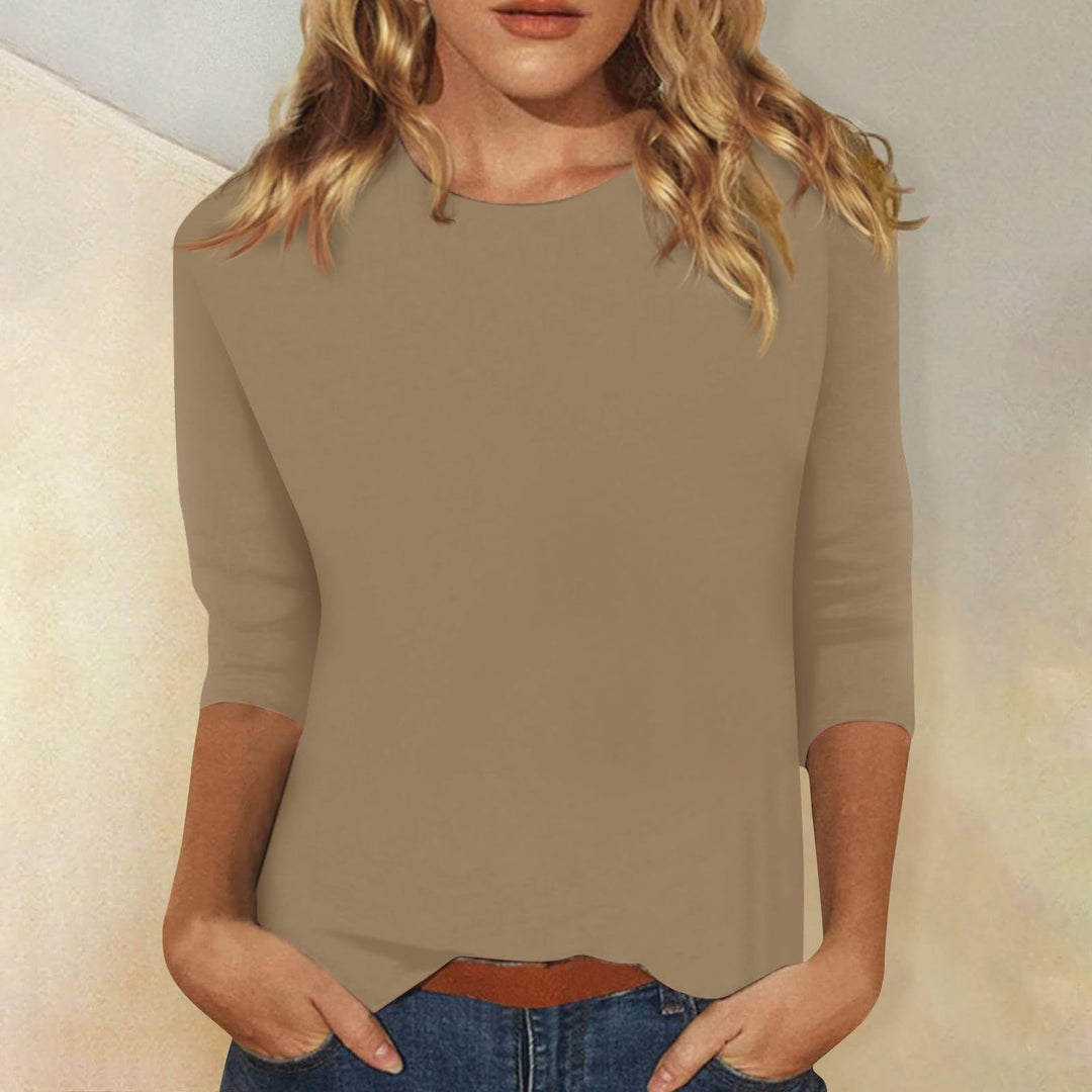 Svenja | T-shirt Femme à Manches 3/4 Col Rond Basique