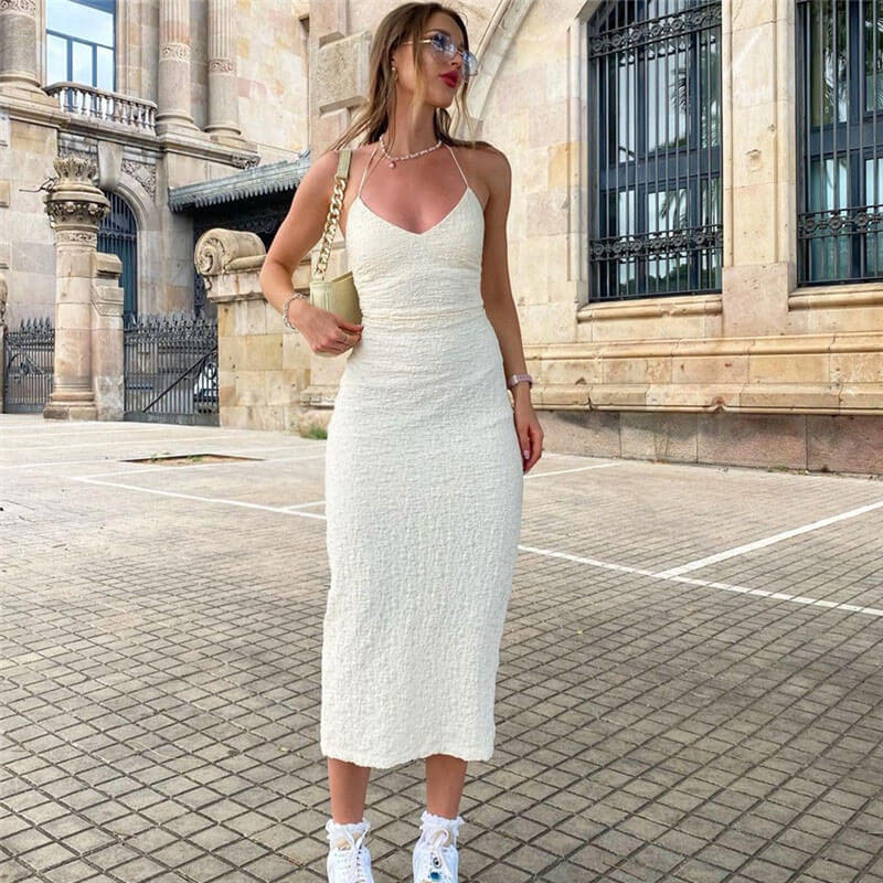 Renata - Robe midi à dos nu