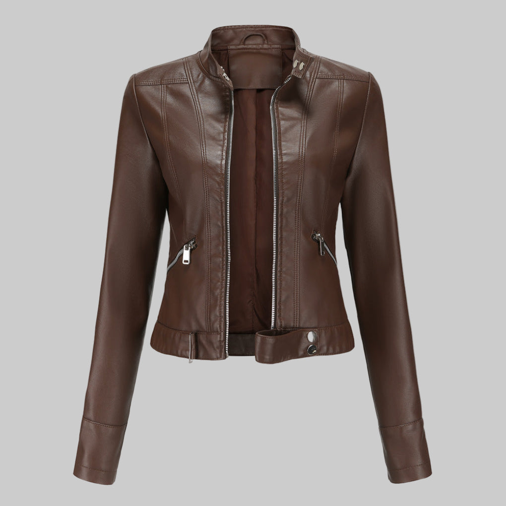 Lara | Veste en cuir biker pour femmes avec ceinture