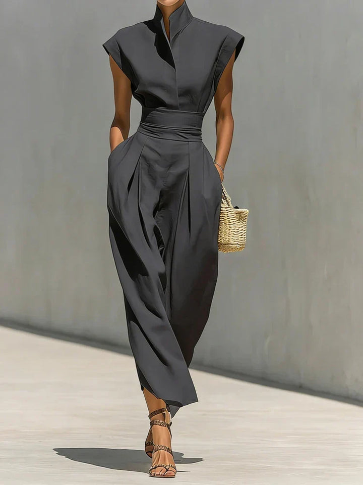 Tabitha | Robe midi sans manches pour femmes avec col montant