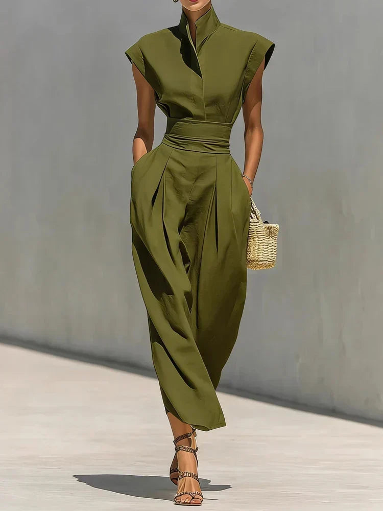 Tabitha | Robe midi sans manches pour femmes avec col montant