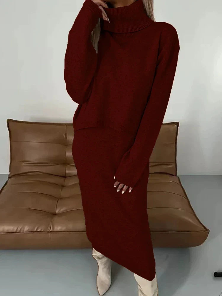 Thalina | Ensemble Tricot Femme Deux Pièces Robe Pull