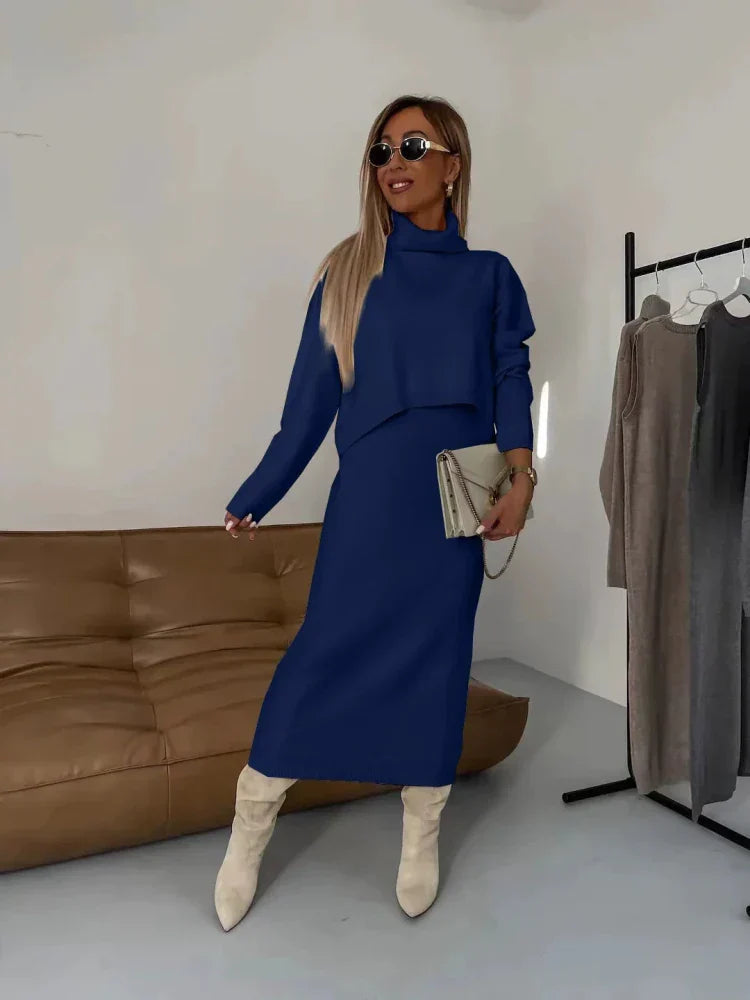 Thalina | Ensemble Tricot Femme Deux Pièces Robe Pull