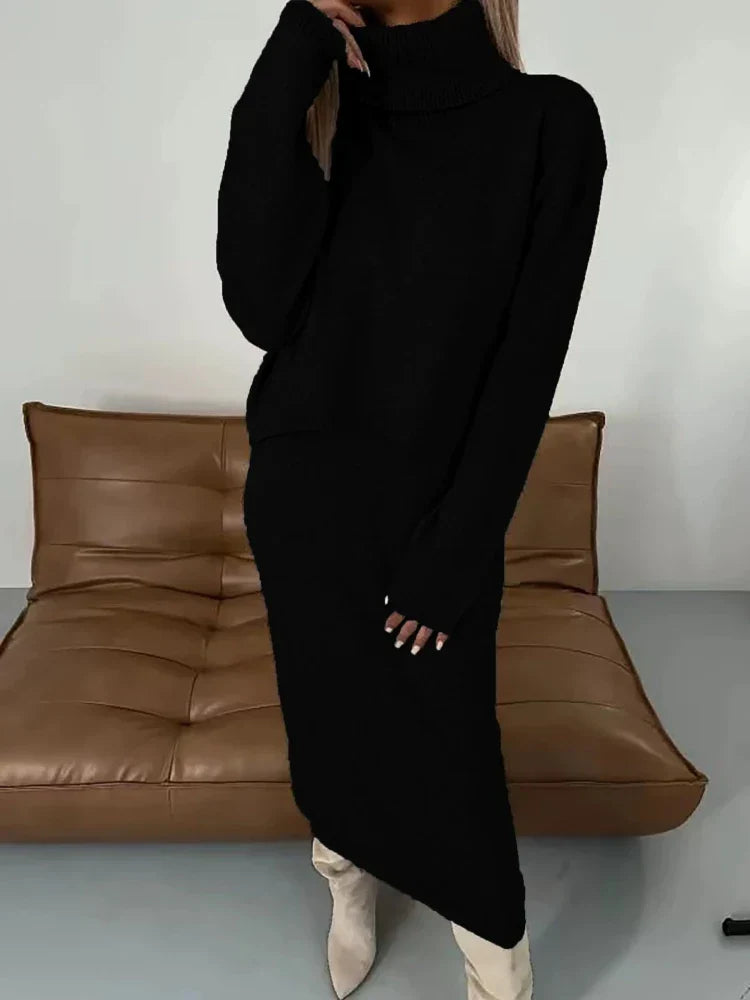 Thalina | Ensemble Tricot Femme Deux Pièces Robe Pull