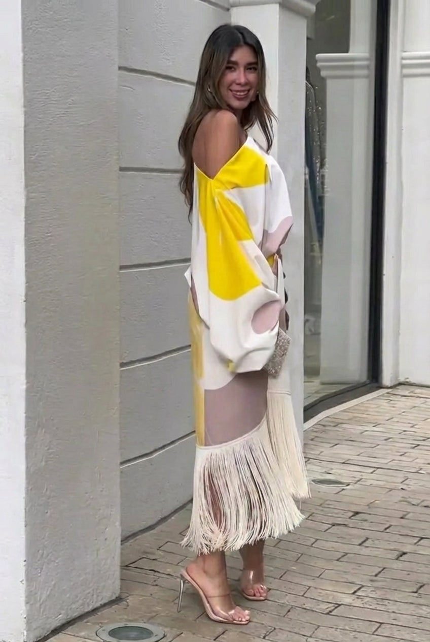 Thisbe | Ensemble Midi à Franges Une Épaule pour Femmes