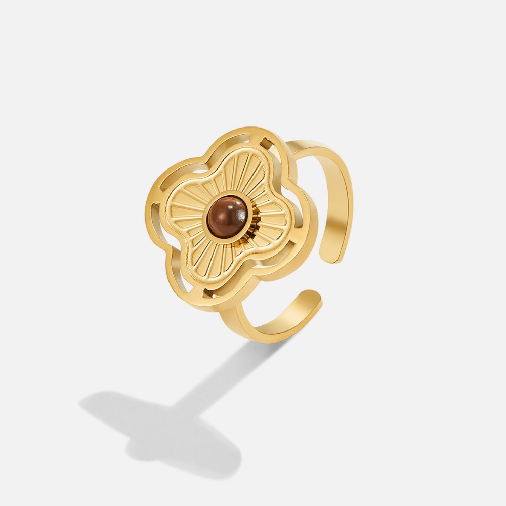 Bague Fleur de Chance en Œil de Tigre