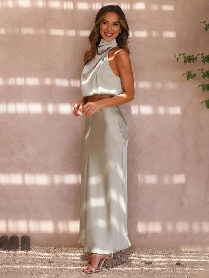 Tindra | Ensemble Deux-Pièces Femme Crop Top Jupe Maxi