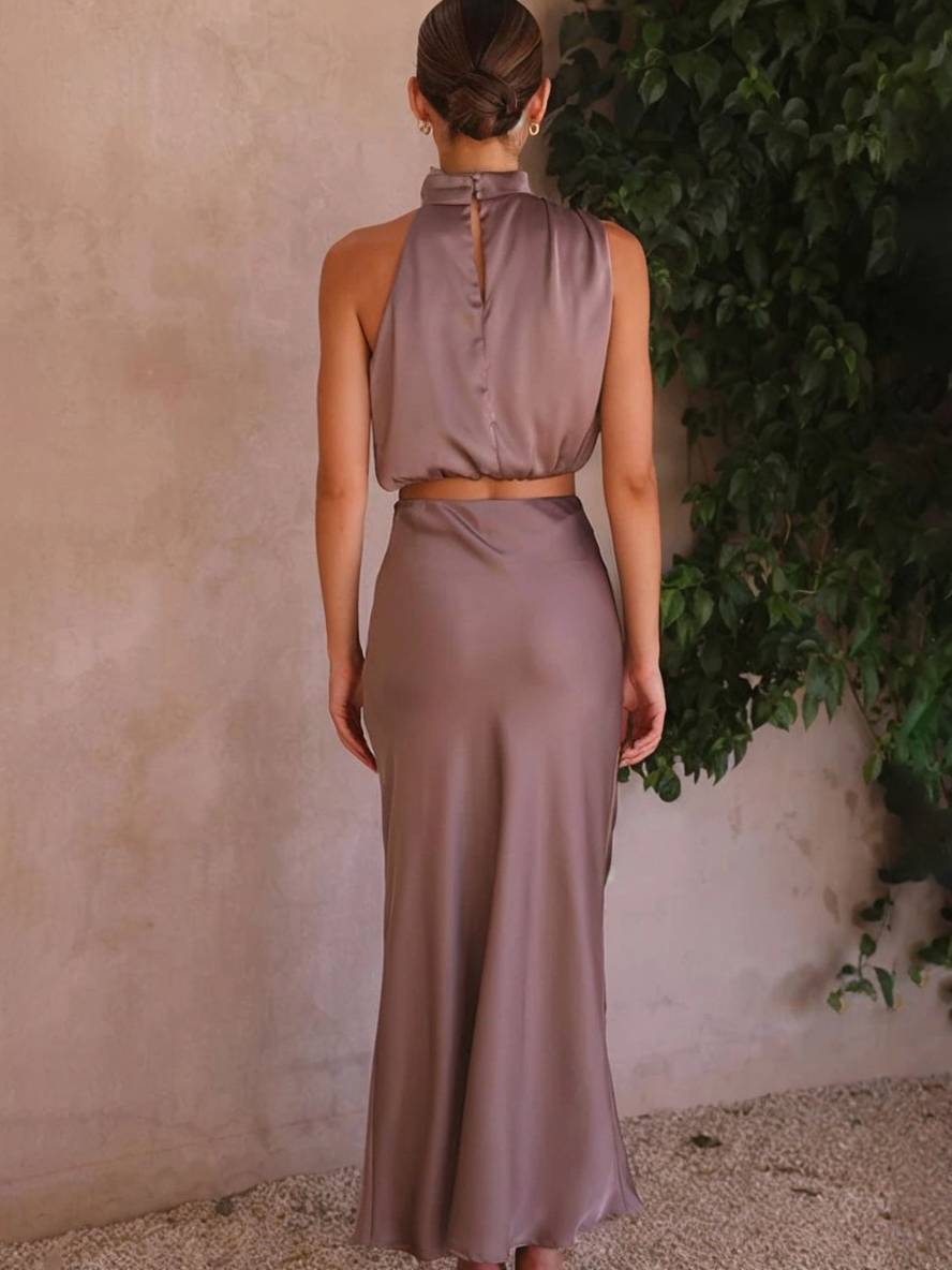 Tindra | Ensemble Deux-Pièces Femme Crop Top Jupe Maxi