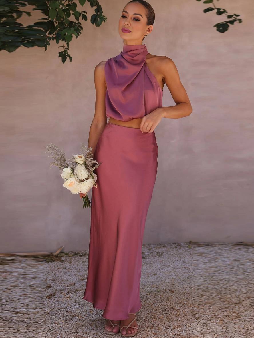 Tindra | Ensemble Deux-Pièces Femme Crop Top Jupe Maxi