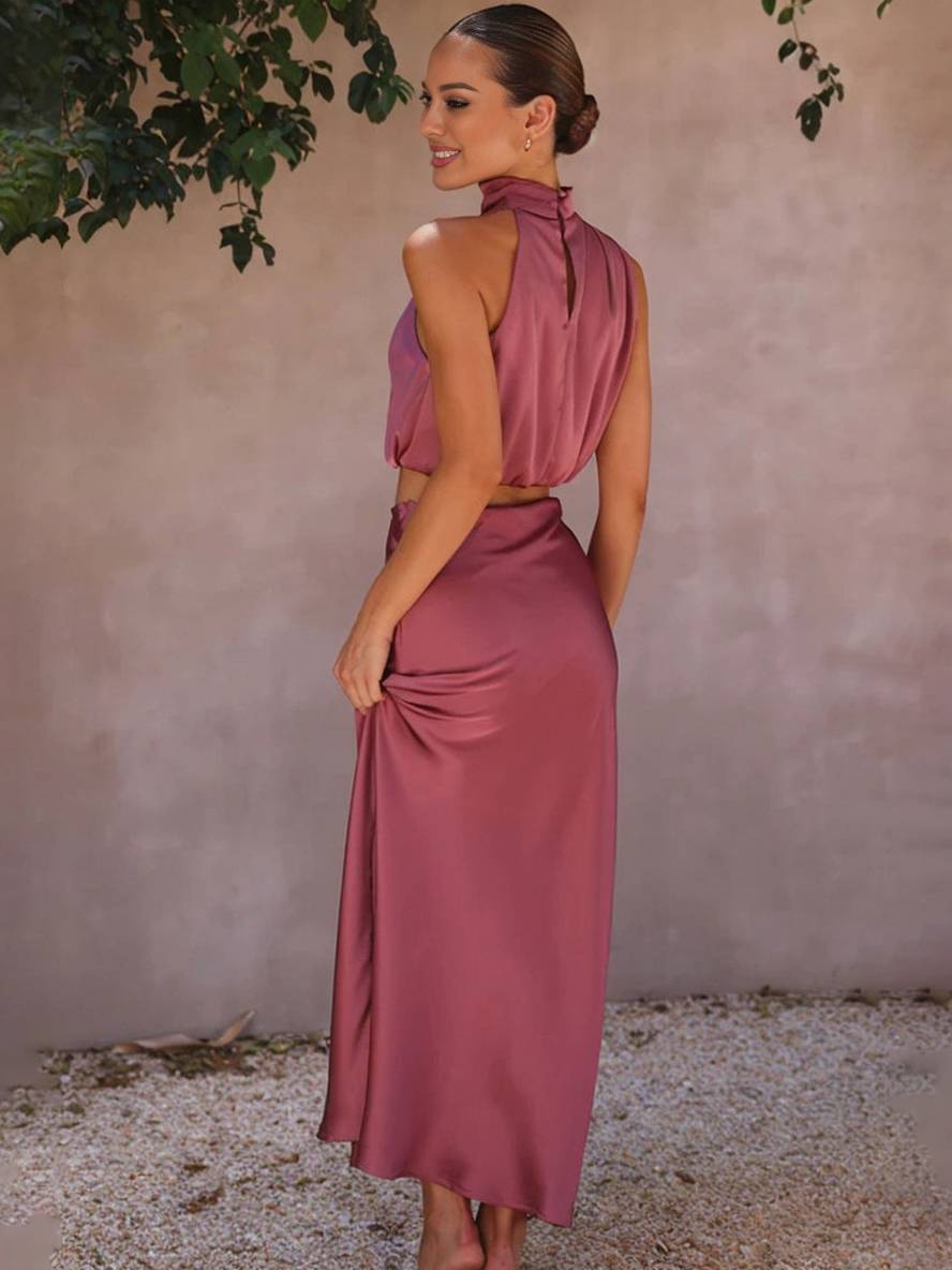 Tindra | Ensemble Deux-Pièces Femme Crop Top Jupe Maxi