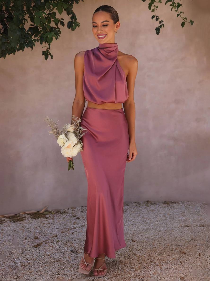 Tindra | Ensemble Deux-Pièces Femme Crop Top Jupe Maxi