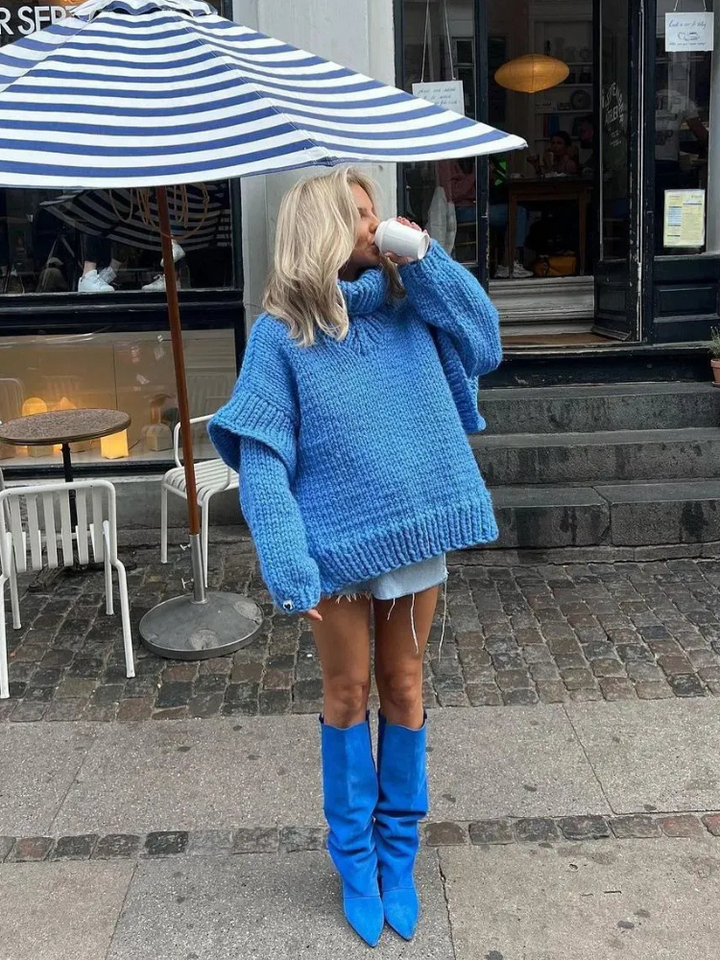 Pull oversize tendance pour femmes | Col roulé